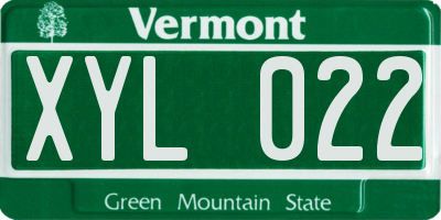 VT license plate XYL022