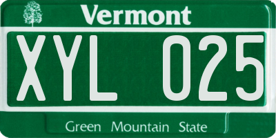 VT license plate XYL025