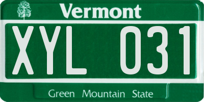 VT license plate XYL031