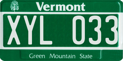 VT license plate XYL033