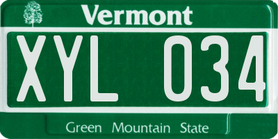 VT license plate XYL034