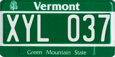 VT license plate XYL037