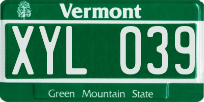 VT license plate XYL039