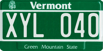 VT license plate XYL040