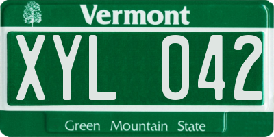VT license plate XYL042