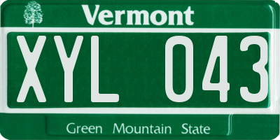 VT license plate XYL043