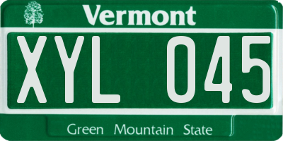VT license plate XYL045