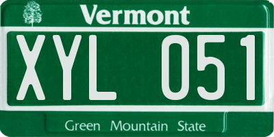 VT license plate XYL051