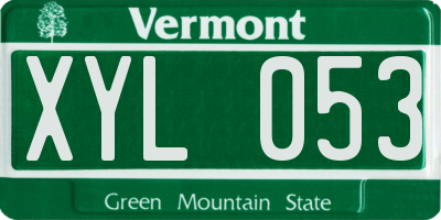 VT license plate XYL053