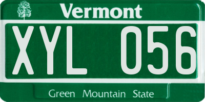 VT license plate XYL056