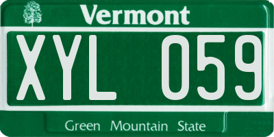 VT license plate XYL059