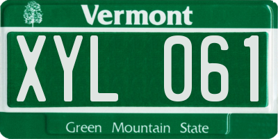 VT license plate XYL061