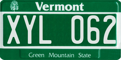 VT license plate XYL062