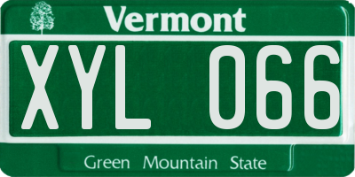 VT license plate XYL066