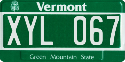 VT license plate XYL067