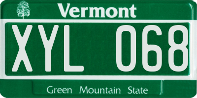 VT license plate XYL068