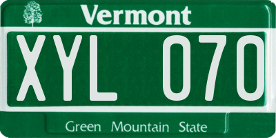 VT license plate XYL070