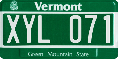 VT license plate XYL071