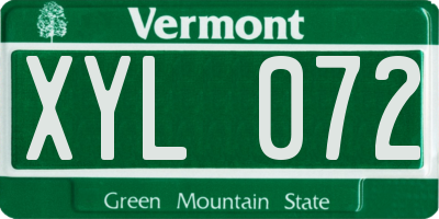 VT license plate XYL072