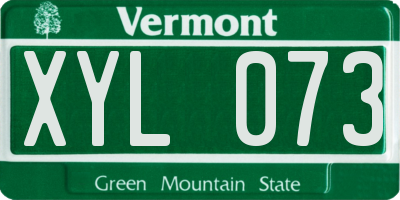 VT license plate XYL073