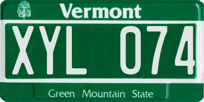 VT license plate XYL074