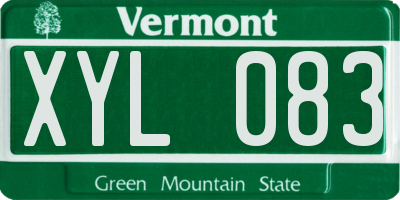 VT license plate XYL083