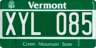 VT license plate XYL085