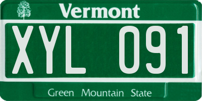 VT license plate XYL091