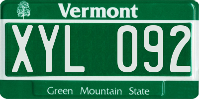 VT license plate XYL092