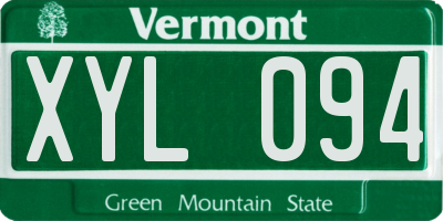 VT license plate XYL094