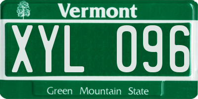 VT license plate XYL096