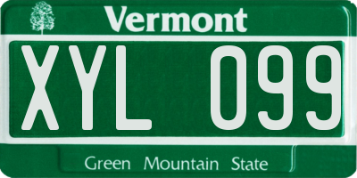 VT license plate XYL099
