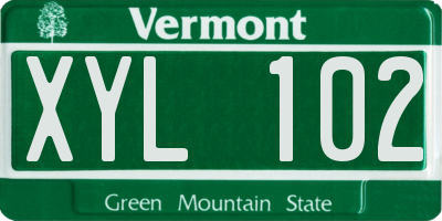 VT license plate XYL102