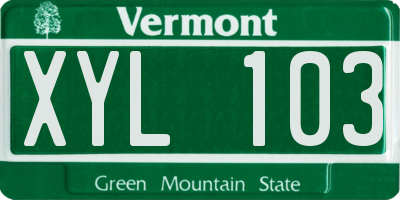 VT license plate XYL103