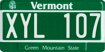 VT license plate XYL107