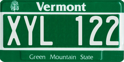 VT license plate XYL122