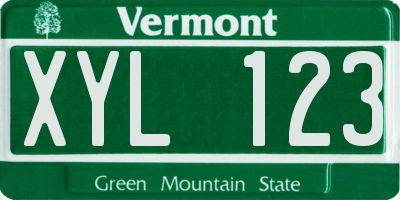 VT license plate XYL123