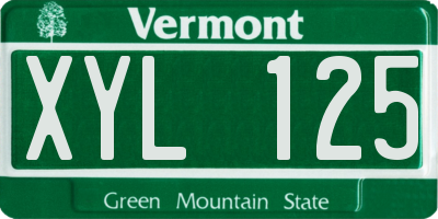 VT license plate XYL125
