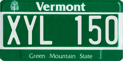 VT license plate XYL150