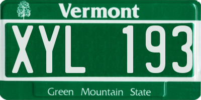 VT license plate XYL193
