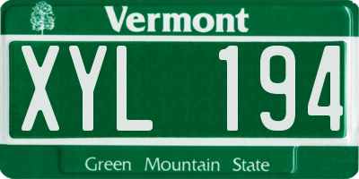VT license plate XYL194