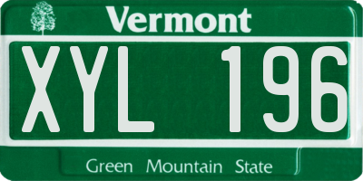VT license plate XYL196