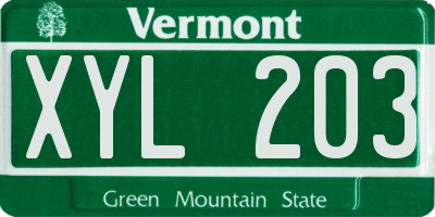 VT license plate XYL203
