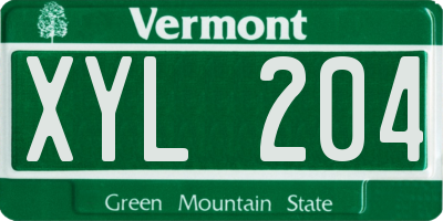VT license plate XYL204
