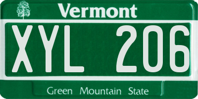 VT license plate XYL206