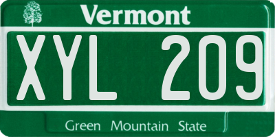 VT license plate XYL209