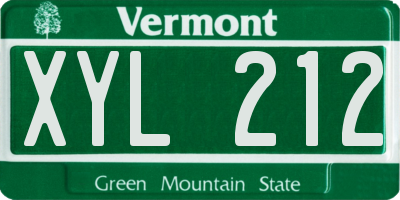 VT license plate XYL212