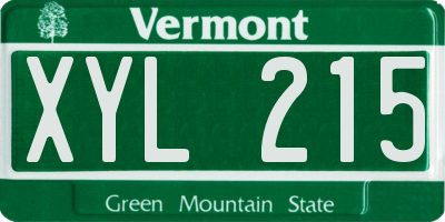 VT license plate XYL215