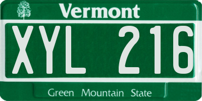 VT license plate XYL216