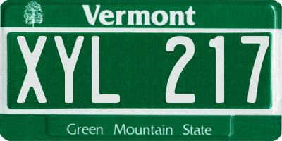 VT license plate XYL217